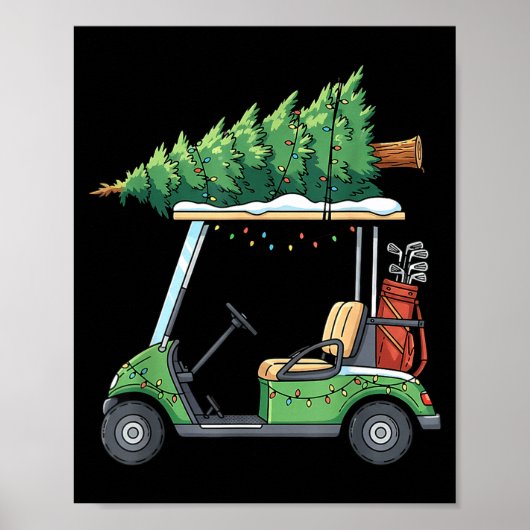 Golf Cart Christmas Tree Lights Funny For Men Wome ポスター (正面)