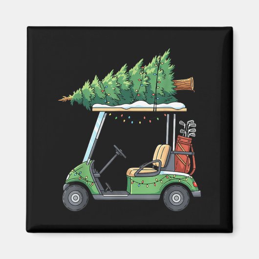 Golf Cart Christmas Tree Lights Funny For Men Wome マグネット (正面)