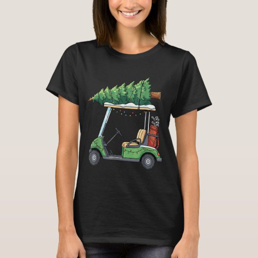 Golf Cart Christmas Tree Lights Funny For Men Wome Tシャツ (正面)