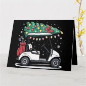 Golf Cart Christmas Tree Lights Xmas Sport Golfer  カード (黄色い花)