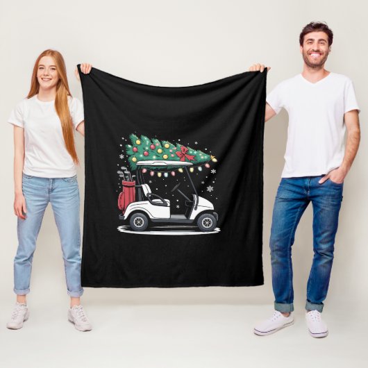Golf Cart Christmas Tree Lights Xmas Sport Golfer フリースブランケット (インサイチュ)