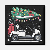 Golf Cart Christmas Tree Lights Xmas Sport Golfer  マグネット (正面)