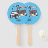 Golf cart / golf buggy cartoon illustration ハンドファン (正面&裏面)