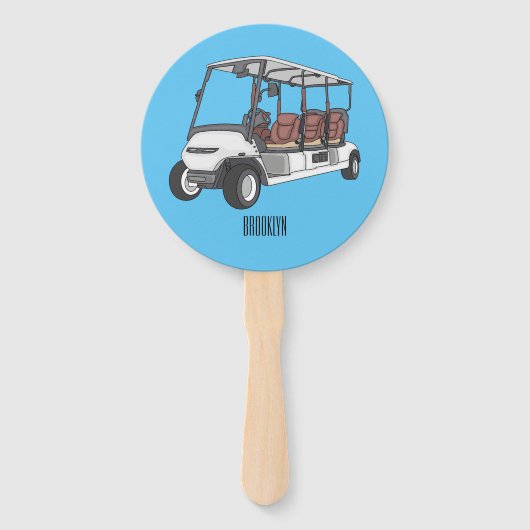 Golf cart / golf buggy cartoon illustration ハンドファン (正面)