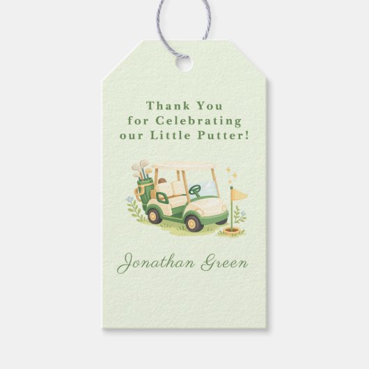 Golf Cart Little Putter Baby Shower ギフトタグ (正面)