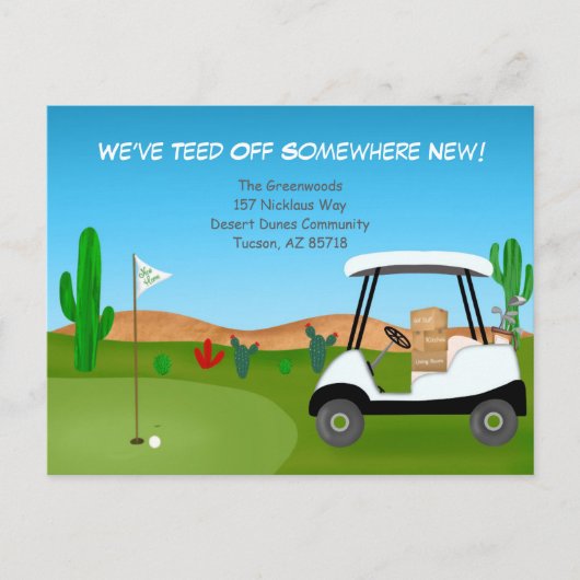  Golf Cart  Moving Boxes Desert Golf Course 案内ポストカード (正面)