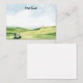 Golf cart on the course  with Name for golfer  ノートカード (正面/裏面)