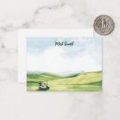 Golf cart on the course  with Name for golfer  ノートカード (正面/裏面インサイチュ)