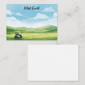 Golf cart on the course with Name for golfer ノートカード (正面/裏面)