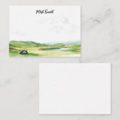Golf cart on the course  with Name for golfer  ノートカード (正面/裏面)