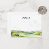 Golf cart on the course  with Name for golfer  ノートカード (正面/裏面インサイチュ)