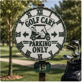 Golf Cart Parking Only Funny Golf Gift ラージ壁時計