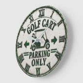 Golf Cart Parking Only Funny Golf Gift ラージ壁時計 (傾斜)
