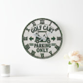 Golf Cart Parking Only Funny Golf Gift ラージ壁時計 (ホーム)