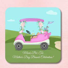 Golf Cart With Mimosas Mother's Day Brunch スクエアペーパーコースター