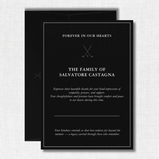 Golf Celebration of Life Black サンキューカード