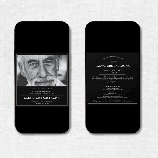 Golf Celebration of Life Black Photo Memorial 招待状