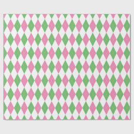 Golf Chic Pink Green Argyle Wrapping Paper ラッピングペーパー