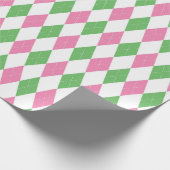 Golf Chic Pink Green Argyle Wrapping Paper ラッピングペーパー (角)