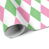 Golf Chic Pink Green Argyle Wrapping Paper ラッピングペーパー (ロールコーナー)