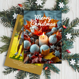 Golf Christmas Candle ・ファミリーフォト金ゴールド シーズンカード