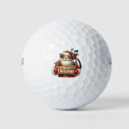 Golf Christmas Gift with Santa Golfer at golf flag ゴルフボール