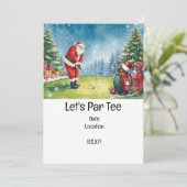 Golf Christmas Gift with Santa Golfer at golf flag 招待状 (スタンド正面)