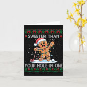 Golf Christmas Gingerbread Sweeter Than Your Hole- カード (黄色い花)