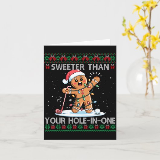 Golf Christmas Gingerbread Sweeter Than Your Hole- カード (黄色い花)