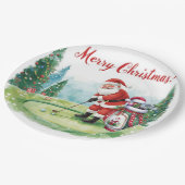 Golf Christmas golfing  Santa Golfer at golf flag ペーパープレート (アングル)