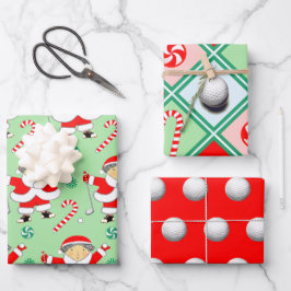 Golf Christmas Holiday Gift Wrapping Paper ラッピングペーパーシート