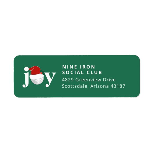 Golf Christmas Holiday Joy Festive Modern Green ラベル (正面)
