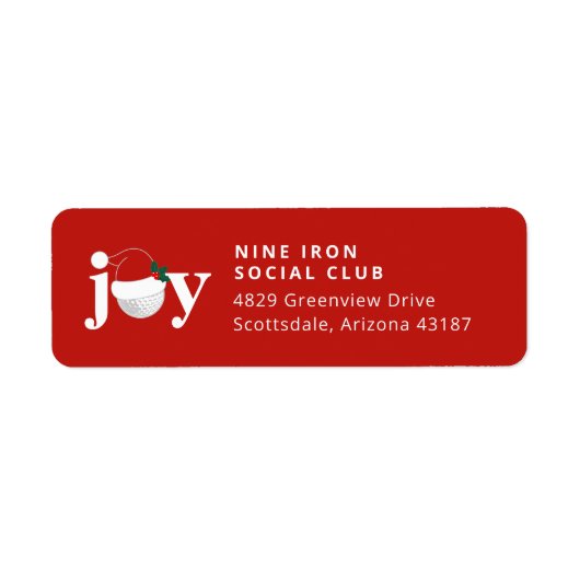 Golf Christmas Holiday Joy  Festive Modern Red ラベル (正面)