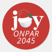 Golf Christmas Holiday Joy Sticker Modern Red ラウンドシール (正面)