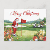 Golf Christmas  Let’s Par tee with Santa Claus   シーズンポストカード (正面)