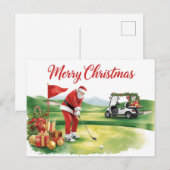 Golf Christmas  Let’s Par tee with Santa Claus   シーズンポストカード (正面/裏面)