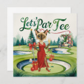 Golf Christmas Let's Par Tee for Golfer party  招待状 (正面/裏面)