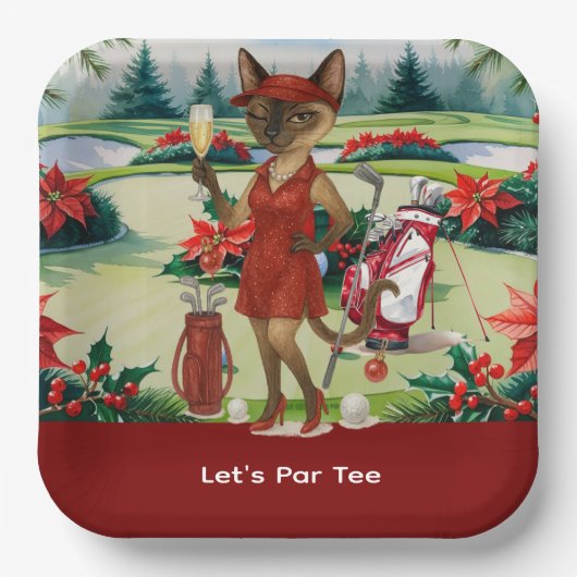 Golf Christmas Party for Woman Golfer ペーパープレート (正面)