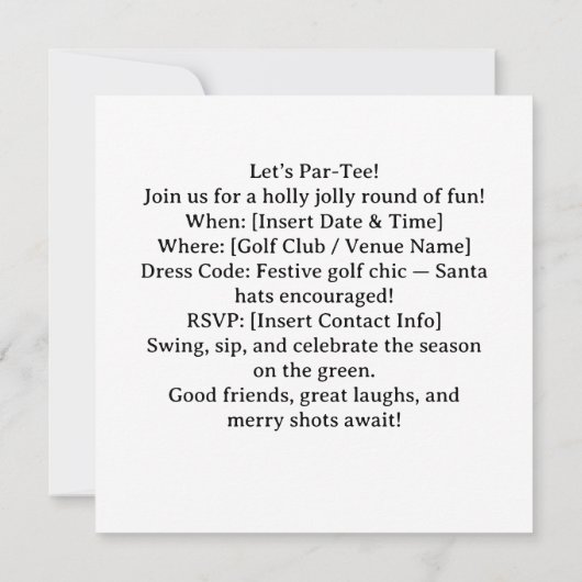 Golf Christmas Party Let’s Par tee with Santa  招待状 (裏面)
