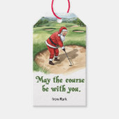 Golf Christmas Santa golfing My course be with you ギフトタグ (正面)