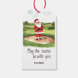 Golf Christmas Santa golfing My course be with you ギフトタグ