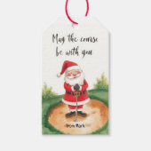 Golf Christmas Santa golfing My course be with you ギフトタグ (正面)