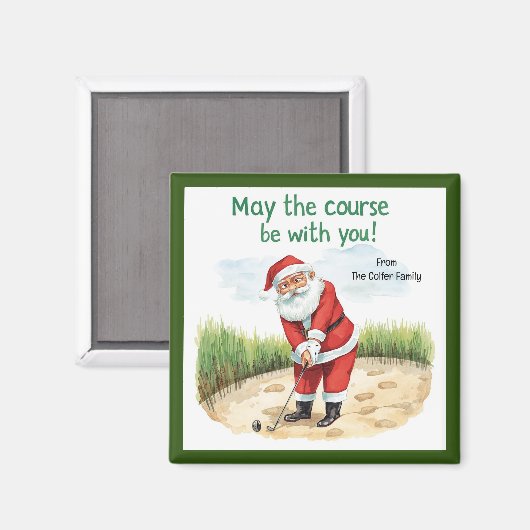 Golf Christmas Santa  May the course be with you マグネット (正面/裏面)