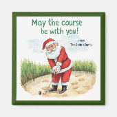 Golf Christmas Santa  May the course be with you マグネット (正面)