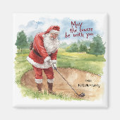 Golf Christmas Santa  May the course be with you マグネット (正面)