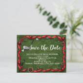 Golf Christmas save the date with golf ball ポストカード (スタンド正面)