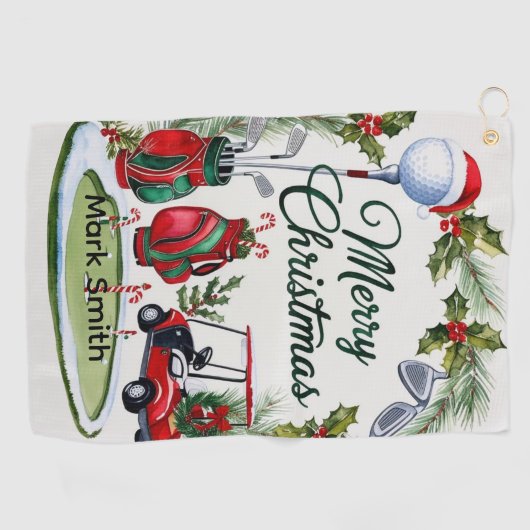 Golf Christmas themed   ゴルフタオル (横)