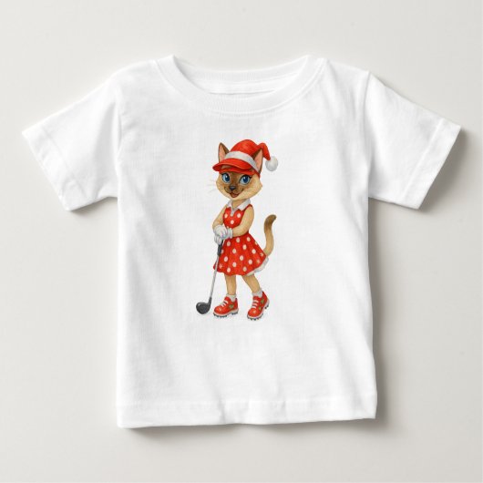 Golf Christmas themed for Cat Lovers ベビーTシャツ (正面)