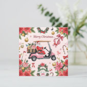 Golf Christmas themed Santa drive Pink golf cart シーズンカード (スタンド正面)