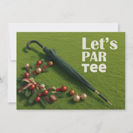 Golf Christmas themed with golf umbrella 招待状 (正面)